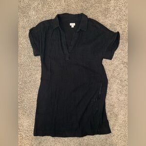 J Crew Black Textured Short Sleeve Dress